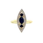 Gouden prinsessen ring met saffier en diamant 14 krt, Sieraden, Tassen en Uiterlijk, Ringen, Ophalen of Verzenden, Nieuw