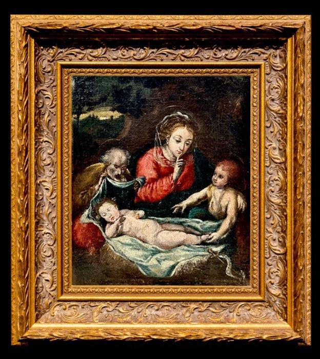 Italiaanse school (XVII) - Sacra Famiglia con San Giovanni, Antiek en Kunst, Kunst | Schilderijen | Klassiek