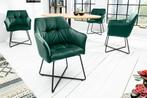 Exclusief design stoel LOFT fluweelgroen met armleuning, Huis en Inrichting, Stoelen, Ophalen of Verzenden, Nieuw