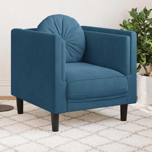 vidaXL Fauteuil met kussen fluweel blauw, Huis en Inrichting, Banken | Bankstellen, Nieuw, Stof, Eenpersoons, Verzenden
