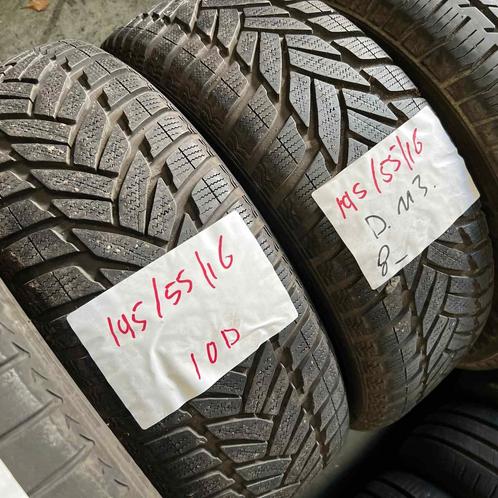 2 x Dunlop 195-55-16 Winterbanden 8mm, Auto-onderdelen, Banden en Velgen, 16 inch, Winterbanden, 195 mm, Personenwagen, Gebruikt