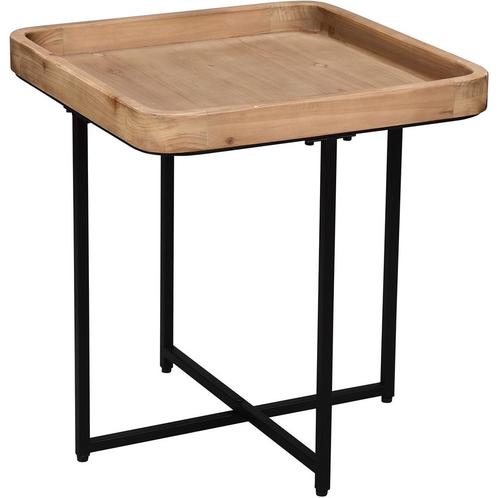 Bijzettafel - Trion Jayjay - Houten blad - Vierkant - Zwart, Huis en Inrichting, Tafels | Eettafels, Nieuw, Metaal, Ophalen of Verzenden