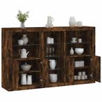 vidaXL Dressoir met LED-verlichting 162x37x100 cm gerookt, Minder dan 50 cm, Verzenden, Nieuw, Overige houtsoorten