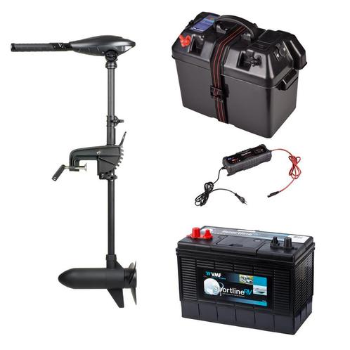 Elektrische buitenboordmotor, accu en acculader COMPLETE SET, Watersport en Boten, Buiten- en Binnenboordmotoren, Nieuw, Buitenboordmotor