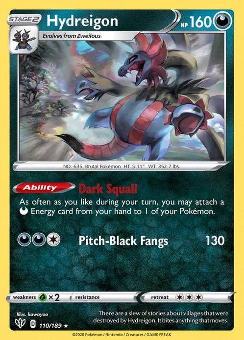 Hydreigon 110/189 Darkness Ablaze, Hobby en Vrije tijd, Verzamelkaartspellen | Pokémon, Losse kaart, Nieuw, Foil, Ophalen of Verzenden