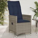 vidaXL Tuinstoel verstelbaar met kussens poly rattan grijs, Tuin en Terras, Tuinstoelen, Verzenden, Nieuw, Rotan