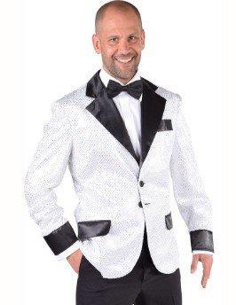 Colbert man glitter wit, Kleding | Heren, Carnavalskleding en Feestkleding, Nieuw, Ophalen of Verzenden