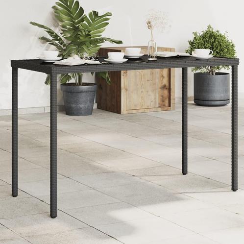 vidaXL Tuintafel met glazen blad 115x54x74 cm poly rattan, Tuin en Terras, Tuintafels, Nieuw, Verzenden
