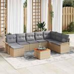 vidaXL Tuin Sofa Set met kussen met opslag 9 pcs Beige,, Verzenden, Nieuw, Rotan