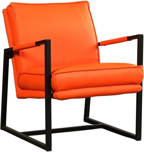 Oranje leren industriële design stoel - Toledo Leer Orange (, Huis en Inrichting, Fauteuils, 50 tot 75 cm, 75 tot 100 cm, Nieuw