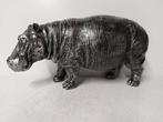 Beeld, hippopotamus (hippo) in silver bronze finish - 24 cm, Antiek en Kunst, Curiosa en Brocante