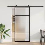 vidaXL Schuifdeur met beslagset 90x205 cm ESG glas zwart, Doe-het-zelf en Verbouw, Deuren en Horren, Verzenden, Nieuw
