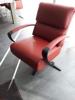Leren relaxfauteuil met stalen frame - rood leer - Echt leer, Huis en Inrichting, Fauteuils, Nieuw, Ophalen of Verzenden, 50 tot 75 cm