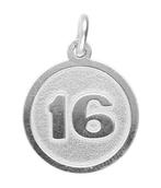 Zilveren cijfer 16 rond mat-glans kettinghanger, Sieraden, Tassen en Uiterlijk, Kettinghangers, Verzenden, Nieuw