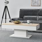 Salontafel Lünen met opbergruimte 110x60x40 cm eiken en wit, Huis en Inrichting, Verzenden, Nieuw