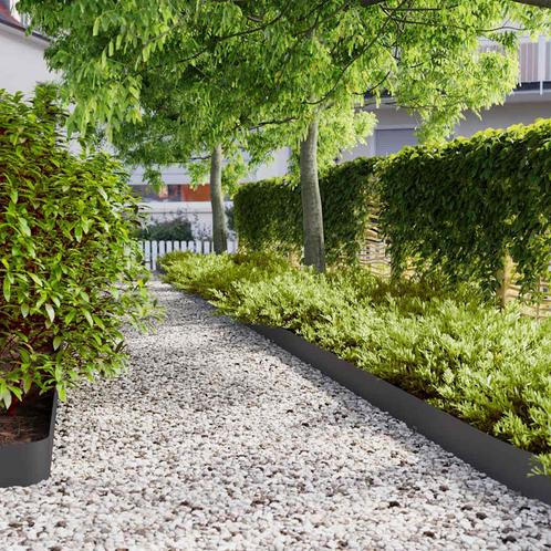 vidaXL Gazonranden 10 st 15x103 cm koudgewalst staal zwart, Tuin en Terras, Overige Tuin en Terras, Nieuw, Verzenden