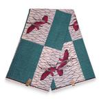 Afrikaanse stof - Turquoise Birds - 100% katoen - 1 yard, Hobby en Vrije tijd, Stoffen en Lappen, Ophalen of Verzenden, Nieuw