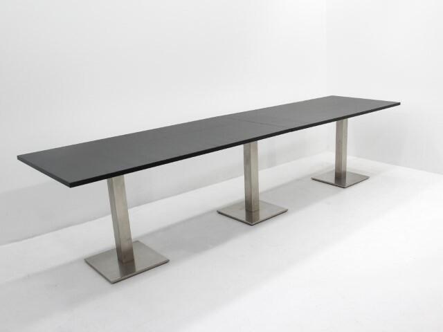 Vergadertafel - 320x80cm - shadow black - trompetvoet RVS, Huis en Inrichting, Tafels | Eettafels, Ophalen of Verzenden