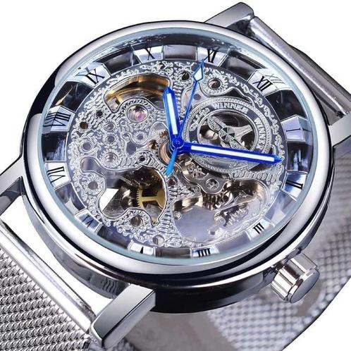 Gouden Kast Luxe Horloge voor Heren - Mesh Bandje, Sieraden, Tassen en Uiterlijk, Smartwatches, Nieuw, Verzenden