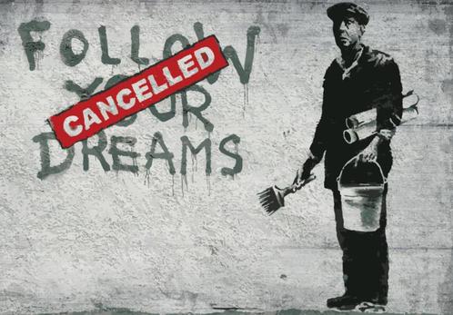 Follow Your Dreams fotobehang Banksy, Huis en Inrichting, Stoffering | Behang, Verzenden