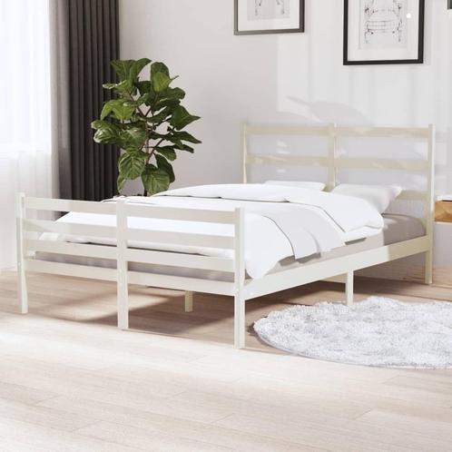 vidaXL Bedframe massief grenenhout wit 120x190 cm, Huis en Inrichting, Slaapkamer | Bedden, 120 cm, 190 cm of minder, Wit, Twijfelaar
