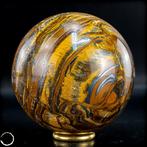 tijgeroog – De kracht van het gouden blik Sphere- 697.19 g, Verzamelen, Mineralen en Fossielen
