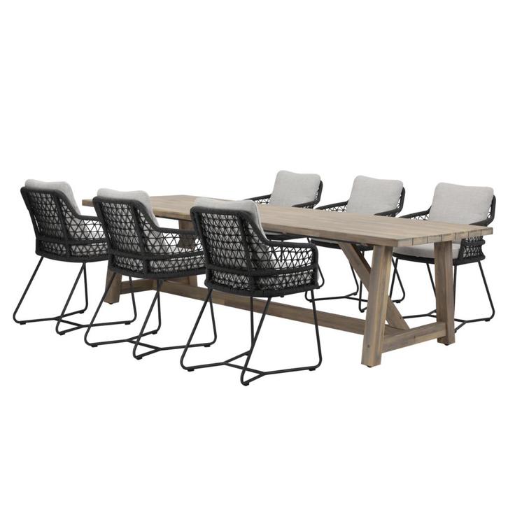 Taranto Ravello dining tuinset 250x100xH76 cm 7 delig, Tuin en Terras, Tuinsets en Loungesets, Nieuw, Ophalen of Verzenden