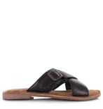 -18% Lazamani  Lazamani leren mules black met gekruis platte, Kleding | Dames, Schoenen, Verzenden, Nieuw, Zwart