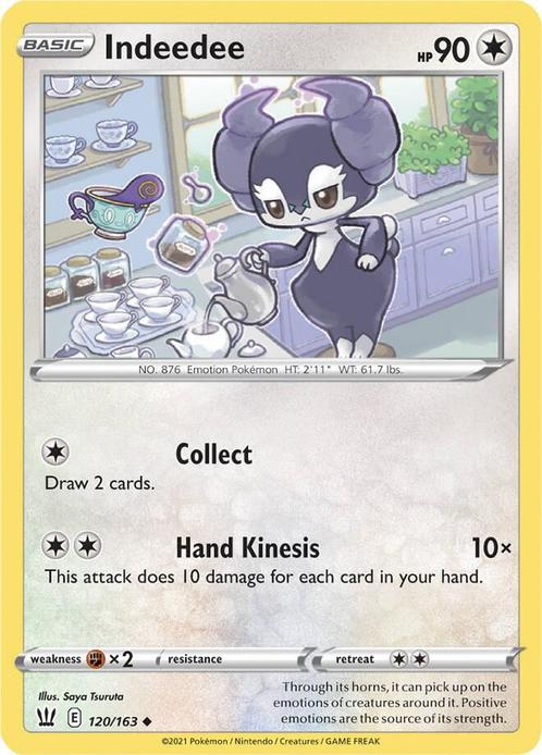 indeedee 120/163 Battle Styles, Hobby en Vrije tijd, Verzamelkaartspellen | Pokémon, Losse kaart, Nieuw, Foil, Ophalen of Verzenden