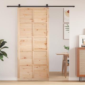 vidaXL Schuifdeur Bruin 80 x 210 cm Massief grenenhout beschikbaar voor biedingen