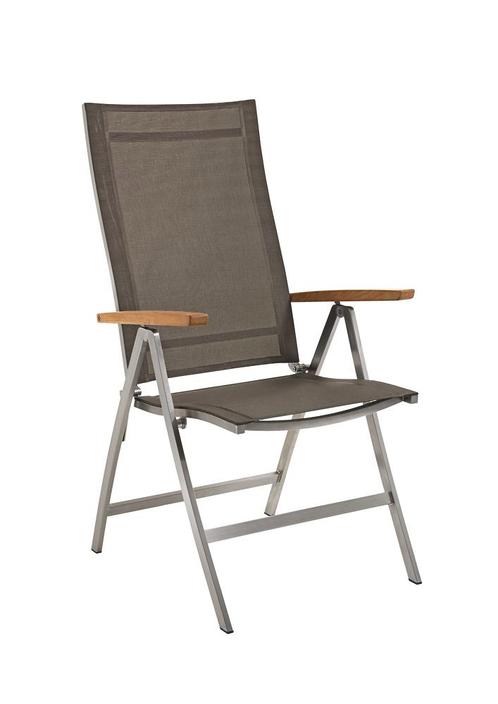 Niehoff Milford klapstoel roestvrij staal - Taupe, Tuin en Terras, Tuinstoelen, Ophalen of Verzenden