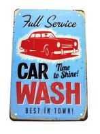 Metalen Wandbord - Full Service - Car Wash - Time to shine, Ophalen of Verzenden, Nieuw