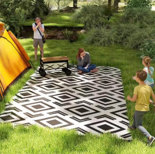 Weerbestendig Buitenkleed 182x274cm met Draagtas Tuin Terras, Huis en Inrichting, Stoffering | Tapijten en Kleden, Nieuw, Verzenden