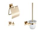 Veiling - Toilet accessoire set, geborsteld goud, Nieuw