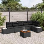 vidaXL Tuin Sofa Set 7 pcs Zwart, Verzenden, Nieuw, Rotan