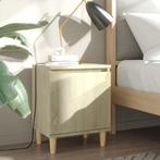 vidaXL Nachtkastje met houten poten 40x30x50 cm sonoma, Minder dan 45 cm, Verzenden, Nieuw, Minder dan 55 cm