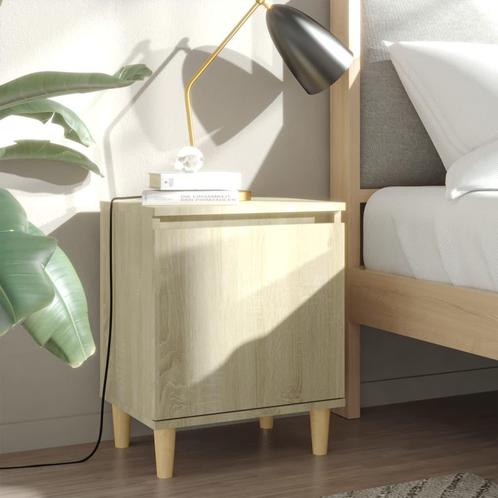 vidaXL Nachtkastje met houten poten 40x30x50 cm sonoma, Huis en Inrichting, Slaapkamer | Nachtkastjes, Nieuw, Minder dan 45 cm