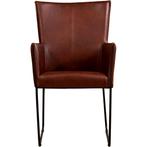 Leren eetkamerstoel Mate met armleuning - Granada Cognac (d, Huis en Inrichting, Stoelen, Overige kleuren, Leren eetkamerstoel Mate met armleuning - Granada Cognac (donkercognac) - U-poot staal rond zwart past perfect in uw interieur als u woonstijl: Industrieel, Modern is.
