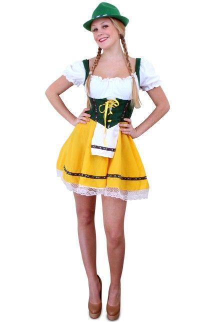 Tiroler jurk kort geel/groen, Kleding | Dames, Carnavalskleding en Feestkleding, Nieuw, Ophalen of Verzenden