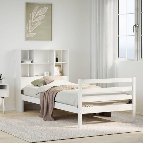 vidaXL Bed met boekenkast zonder matras grenenhout wit, Huis en Inrichting, Slaapkamer | Bedden, 90 cm, 200 cm, Wit, Eenpersoons