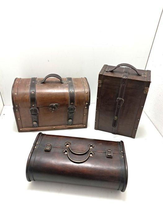 Opbergkoffer (3) - Hout - 36 cm, Antiek en Kunst, Curiosa en Brocante