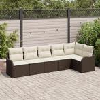 vidaXL 6-delige Tuinbankenset met kussens poly rattan bruin, Tuin en Terras, Verzenden, Nieuw, Rotan