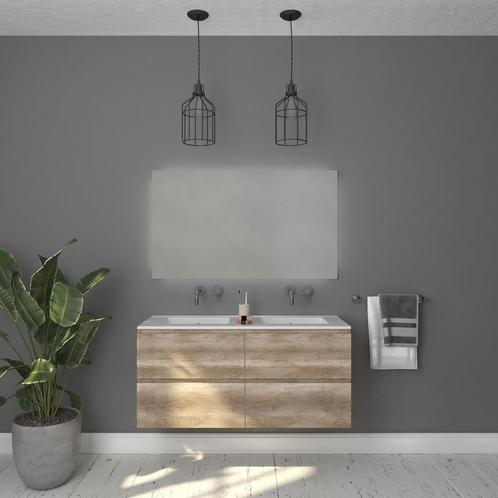 Badkamermeubelset Gliss Zeus 120 cm Oud Grijs Eiken, Doe-het-zelf en Verbouw, Sanitair, Bad, Nieuw, Ophalen of Verzenden