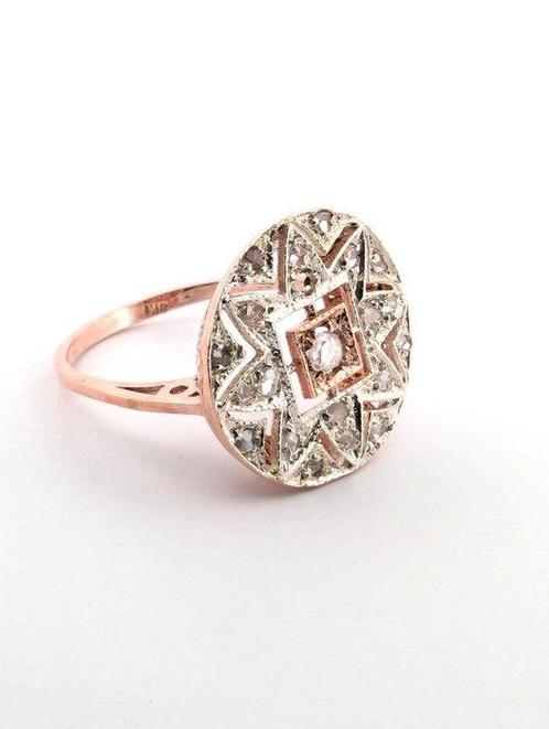 Zonder Minimumprijs - Ring - 9 kt. Roségoud, Zilver Diamant, Sieraden, Tassen en Uiterlijk, Ringen
