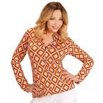 Disco 70S Blouse Oranje Dames Ruit, Nieuw, Verzenden