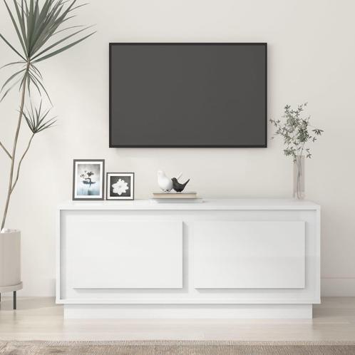 vidaXL Salontafel 102x50x44 cm bewerkt hout hoogglans wit, Huis en Inrichting, Tafels | Salontafels, 100 tot 150 cm, Nieuw, Overige houtsoorten