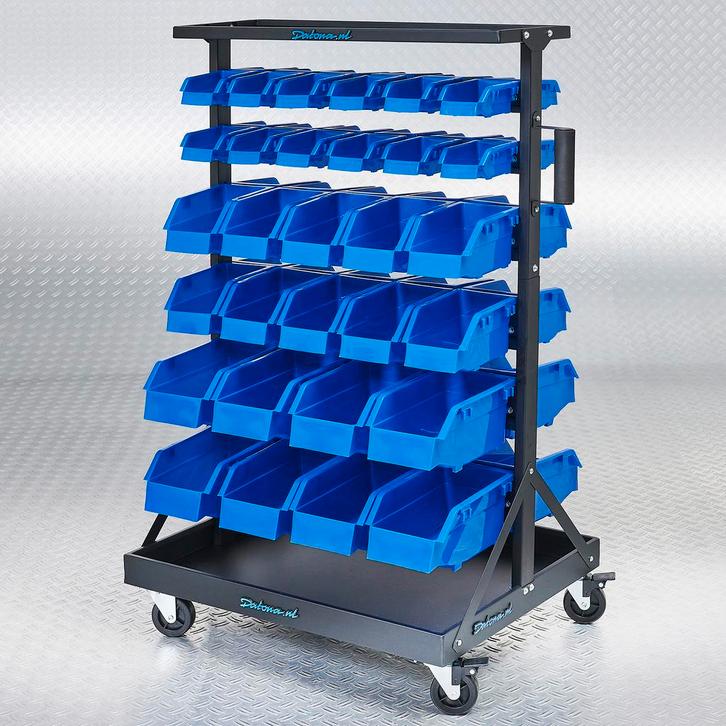 Datona Verrijdbaar opbergsysteem met 60 voorraadbakken -, Zakelijke goederen, Kantoor en Winkelinrichting | Magazijn, Stelling en Opslag