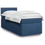 vidaXL Boxspring met matras stof blauw 90x200 cm, Huis en Inrichting, Slaapkamer | Bedden, 90 cm, Eenpersoons, Nieuw, 200 cm