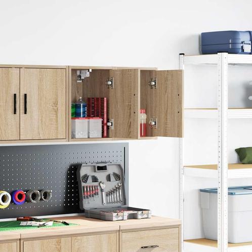 vidaXL Garagewandkasten 2 st Spaanplaat Sonoma eikenkleurig, Huis en Inrichting, Kasten | Stellingkasten, Nieuw, Verzenden