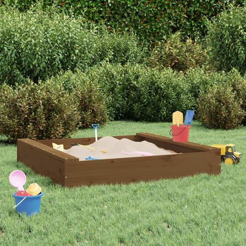 vidaXL Zandbak met bankjes vierkant massief grenenhout, Kinderen en Baby's, Speelgoed | Buiten | Zandbakken, Nieuw, Verzenden